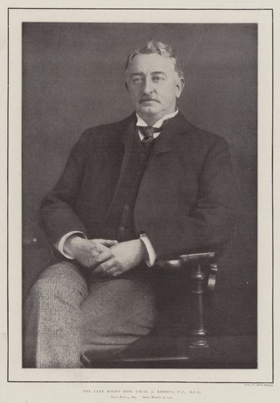 Den afdøde højre ærede Cecil J Rhodes, PC, DCL af English Photographer