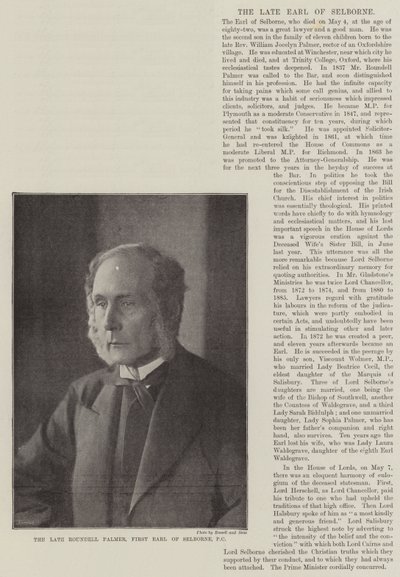 Den afdøde Roundell Palmer, First Earl of Selborne, PC af English Photographer