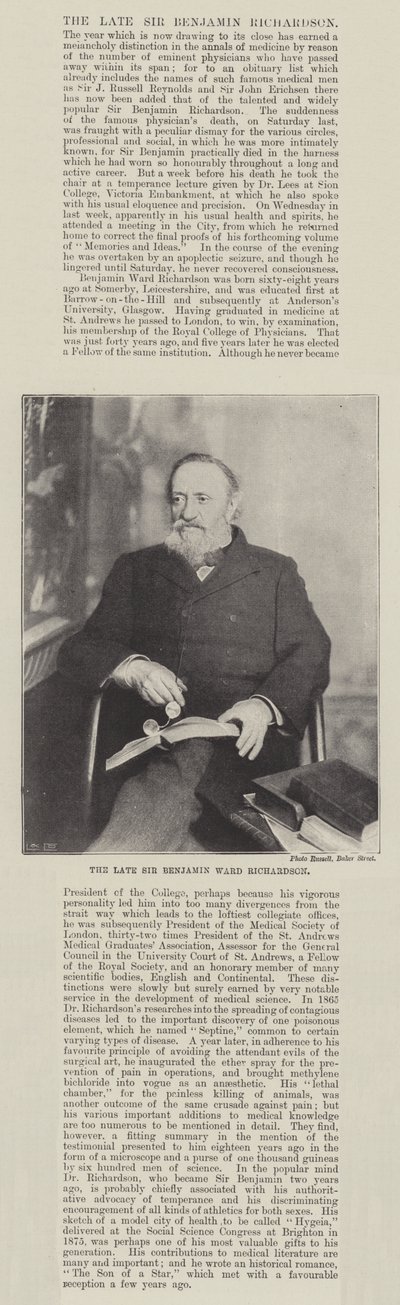 Den afdøde Sir Benjamin Ward Richardson af English Photographer