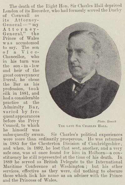 Afdøde Sir Charles Hall af English Photographer