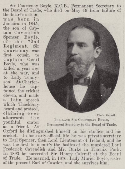 Afdøde Sir Courtenay Boyle, Permanent Secretary for Board of Trade af English Photographer