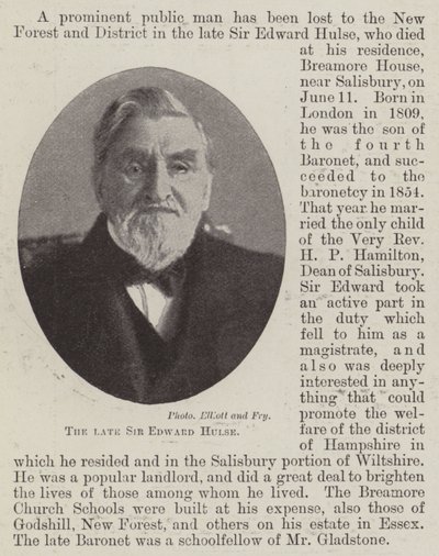 Afdøde Sir Edward Hulse af English Photographer