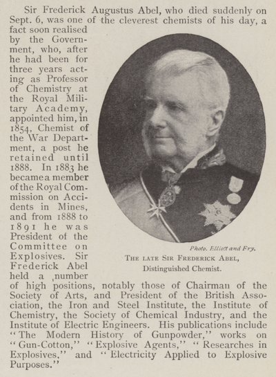 Der verstorbene Sir Frederick Abel, angesehener Chemiker von English Photographer