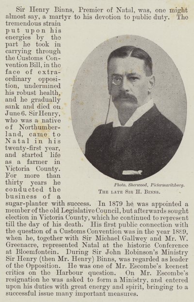 Afdøde Sir H Binns af English Photographer