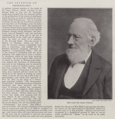 Den afdøde Sir Isaac Pitman af English Photographer