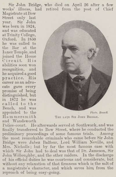 Den afdøde Sir John Bridge af English Photographer