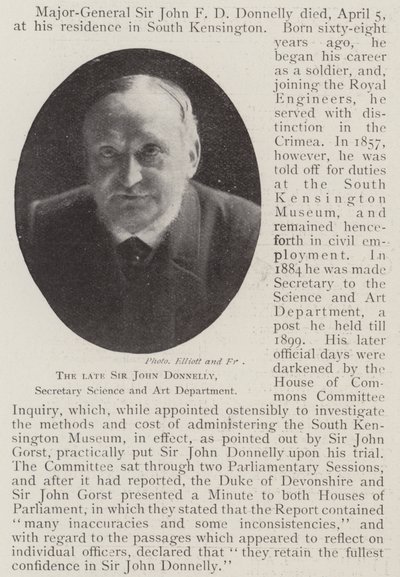 Afdøde Sir John Donnelly, sekretær for videnskab og kunstafdeling af English Photographer