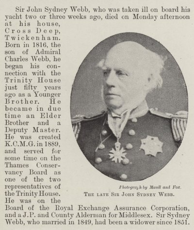Den afdøde Sir John Sydney Webb af English Photographer