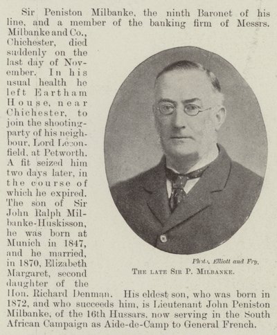 Afdøde Sir P Milbanke af English Photographer