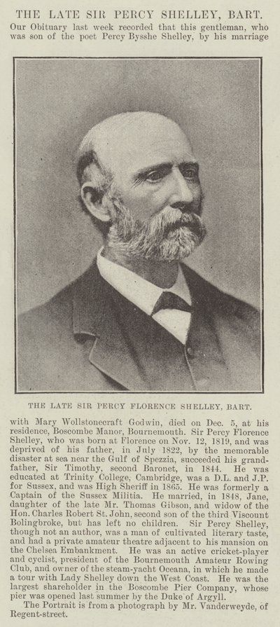 Afdøde Sir Percy Florence Shelley, Baronet af English Photographer