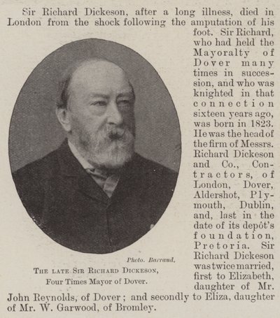Den afdøde Sir Richard Dickeson, fire gange borgmester i Dover af English Photographer