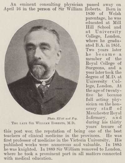 Den afdøde Sir William Roberts, MD af English Photographer