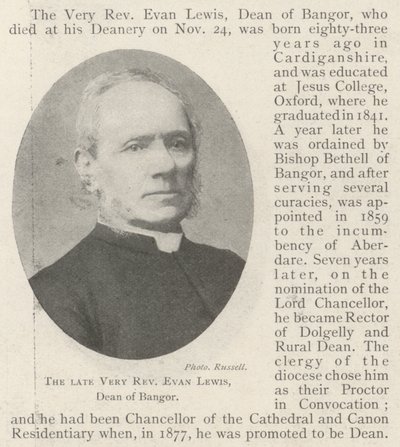 Den afdøde Very Reverend Evan Lewis, dekan af Bangor af English Photographer