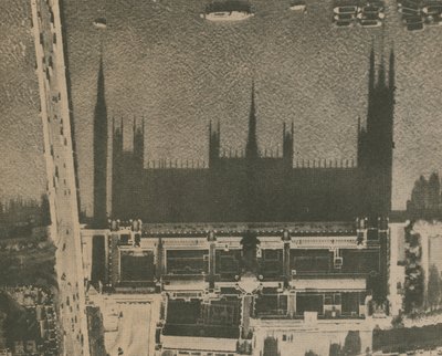 Skyggen af Westminster; fotografi taget oppefra og ser ned på parlamentets huse af English Photographer
