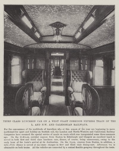 Tredjeklasses frokostbil på et West Coast Corridor Express-tog fra L og NW og Caledonian Railways af English Photographer