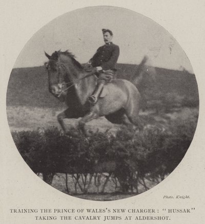 Træning af Prince of Wales New Charger, Hussar tager kavalerispringene ved Aldershot af English Photographer