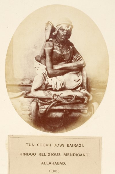Tun Sookh Doss Bairago, Hindu Religious Mendicant, Allahabad, fra The People of India, af J. Forbes Watson, udgivet 1868 (albummet tryk) af English Photographer