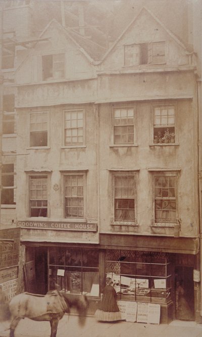 Udsigt over Goodwins Coffee House, Aldersgate Street, ca. 1880 (sepiatryk) af English Photographer
