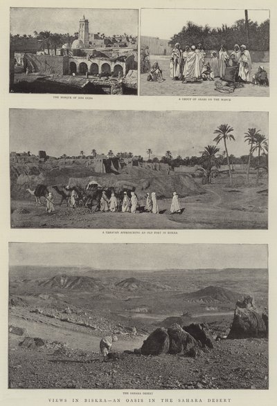 Udsigt i Biskra, en oase i Sahara-ørkenen af English Photographer