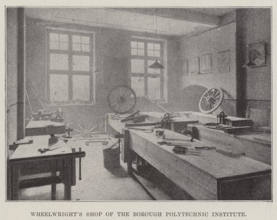 Radmacherwerkstatt des Borough Polytechnic Institute von English Photographer