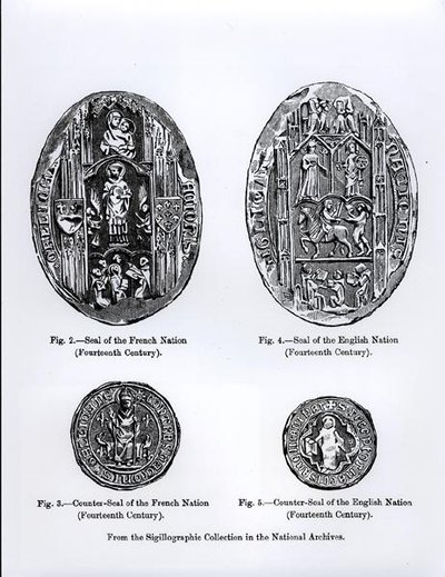14. århundredes Segl fra de franske og engelske nationer, illustration fra 
