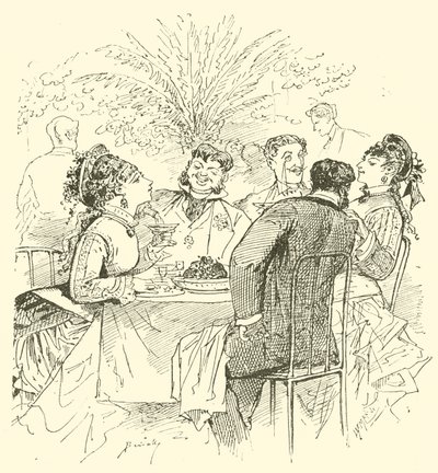 Caféscene fra det 19. århundrede af English School