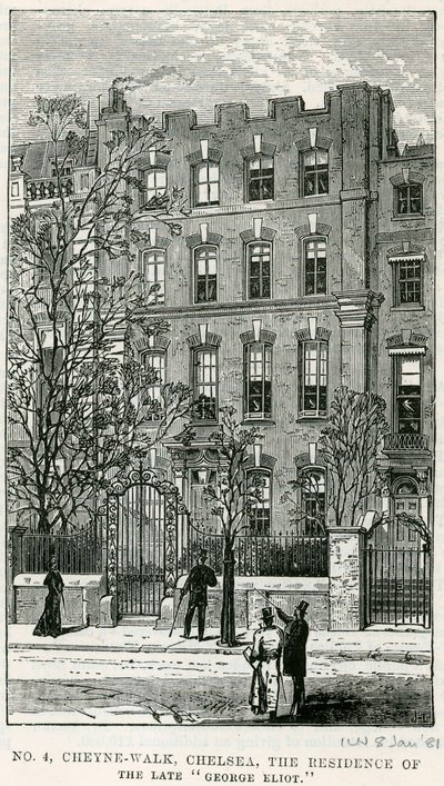4 Cheyne Walk, Chelsea, bopæl for afdøde George Eliot af English School