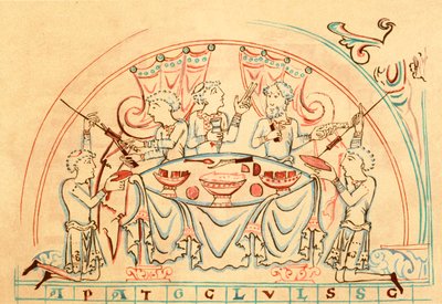 A Banquet (farvelitografi) af English School