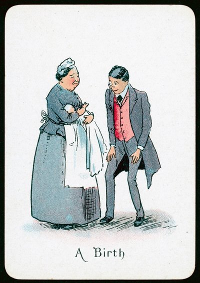 A Birth (farve litho) af English School