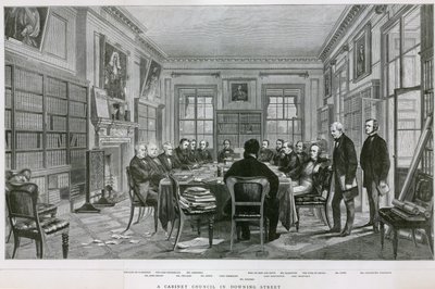 Et kabinetsråd i Downing Street 10 af English School