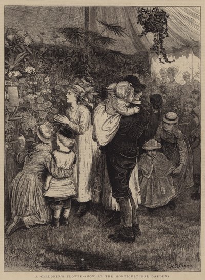 Et børneblomstshow i gartneriet (gravering) af English School