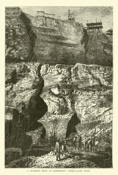 En diamantmine i Kimberley, Griqualand West af English School