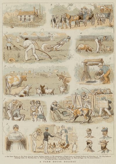 En bondegårdsferie (farve litho) af English School