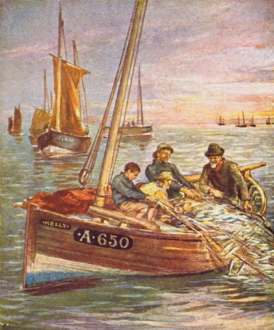 A Good Catch (farvelitografi) af English School