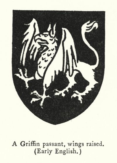 En Griffin-passant, løftede vinger, tidlig engelsk (gravering) af English School