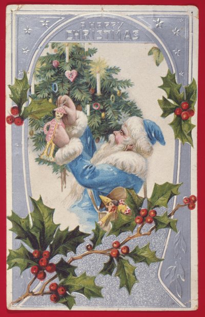 "A Happy Christmas", victoriansk kort (chromolitho) af English School