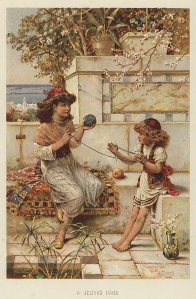 En hjælpende hånd (chromolitho) af English School