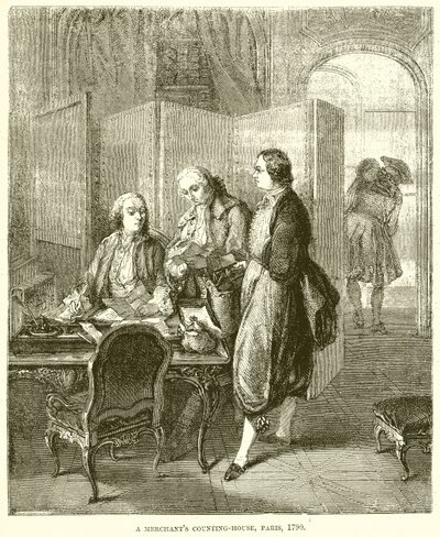 Et købmands tællehus, Paris, 1790 af English School