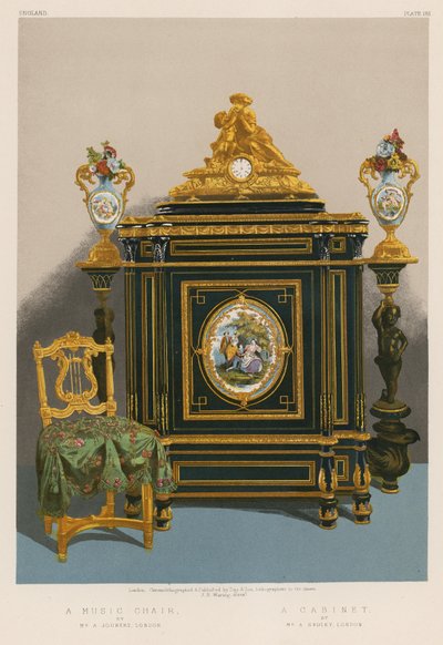 A Music Chair af Mr. A Joubert, London; A Cabinet af Mr A Sedley, London af English School