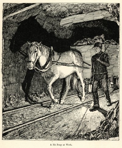 A Pit Pony at Work (gravering) af English School