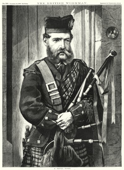 A Royal Piper (engraving) af English School