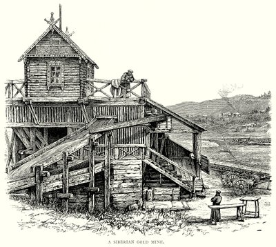 Eine sibirische Goldmine (Gravur) von English School