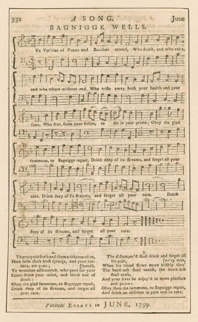 En sang: Bagnigge Wells, London; musik af English School