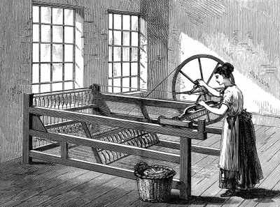 A Spinning Jenny, ca. 1880 (træsnit) af English School