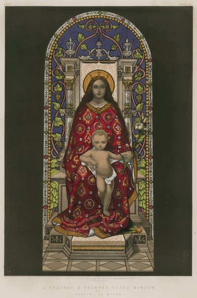 Et farvet og malet glasvindue af Bertini fra Milano af English School
