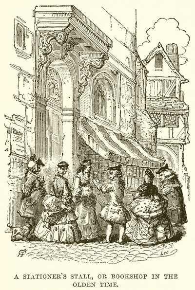 En stationærbod eller boghandel i gammel tid af English School