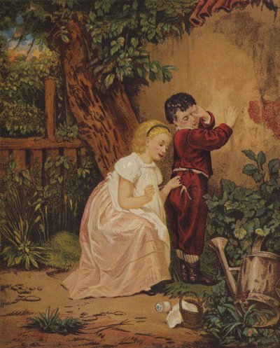 A Stitch in Time (chromolitho) af English School
