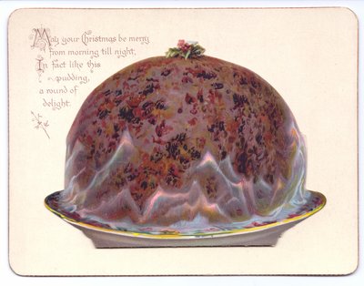 Et victoriansk nytårskort af en ung kvinde i enkens ukrudt, ca. 1880 (farve litho) af English School