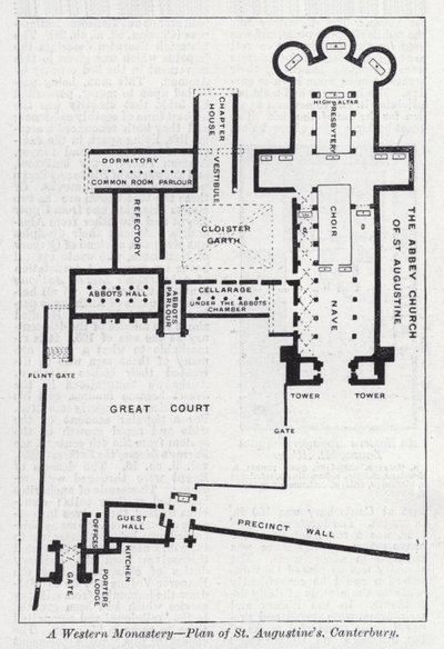 Et vestligt kloster, plan over St. Augustine