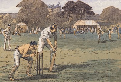 En cricketkamp (farvelitografi) af English School